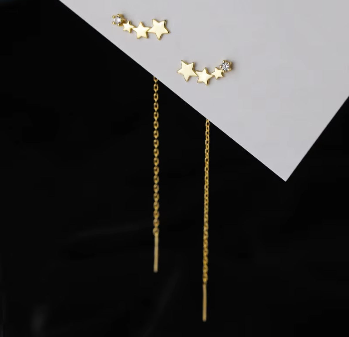 Cercei cu șurub din argint 925, model stea căzătoare