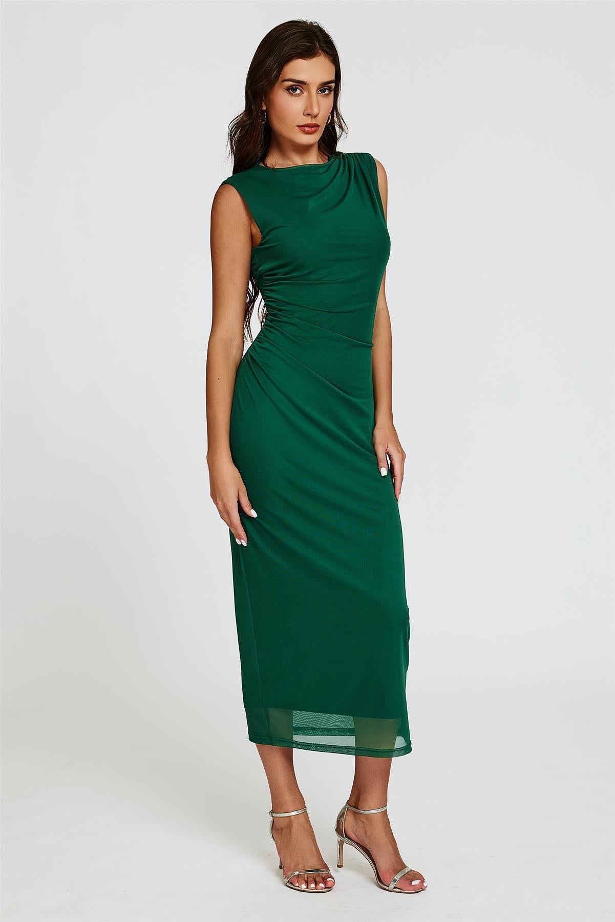 Mesh Maxi Dress In Green
