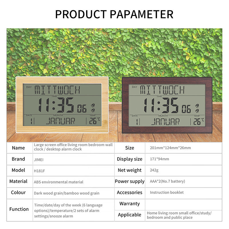 Großer Bildschirm Kreativ Digital Wanduhr Heim Nachttisch Zimmer Elektronisch Wecker Mit Thermometer Wanduhr Dual Wecker Einstellung