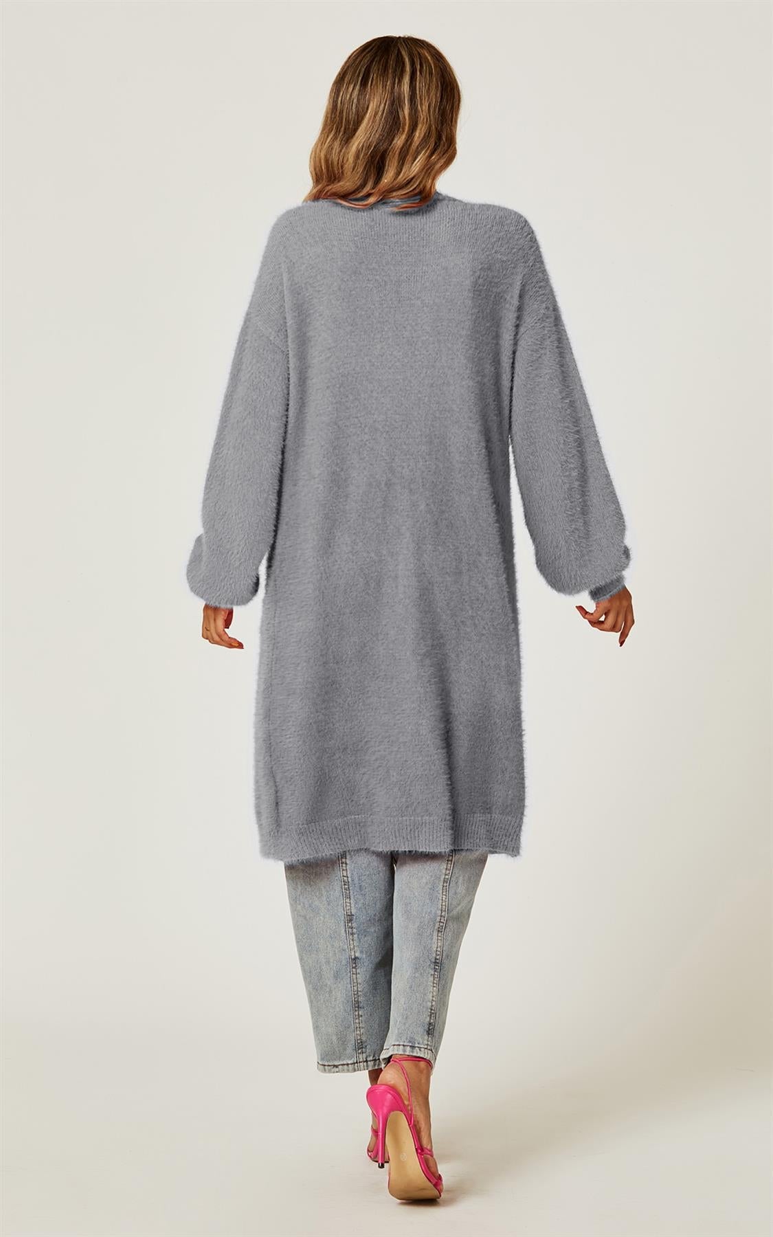Relaxed Cozy Soft Cardigan In Grey