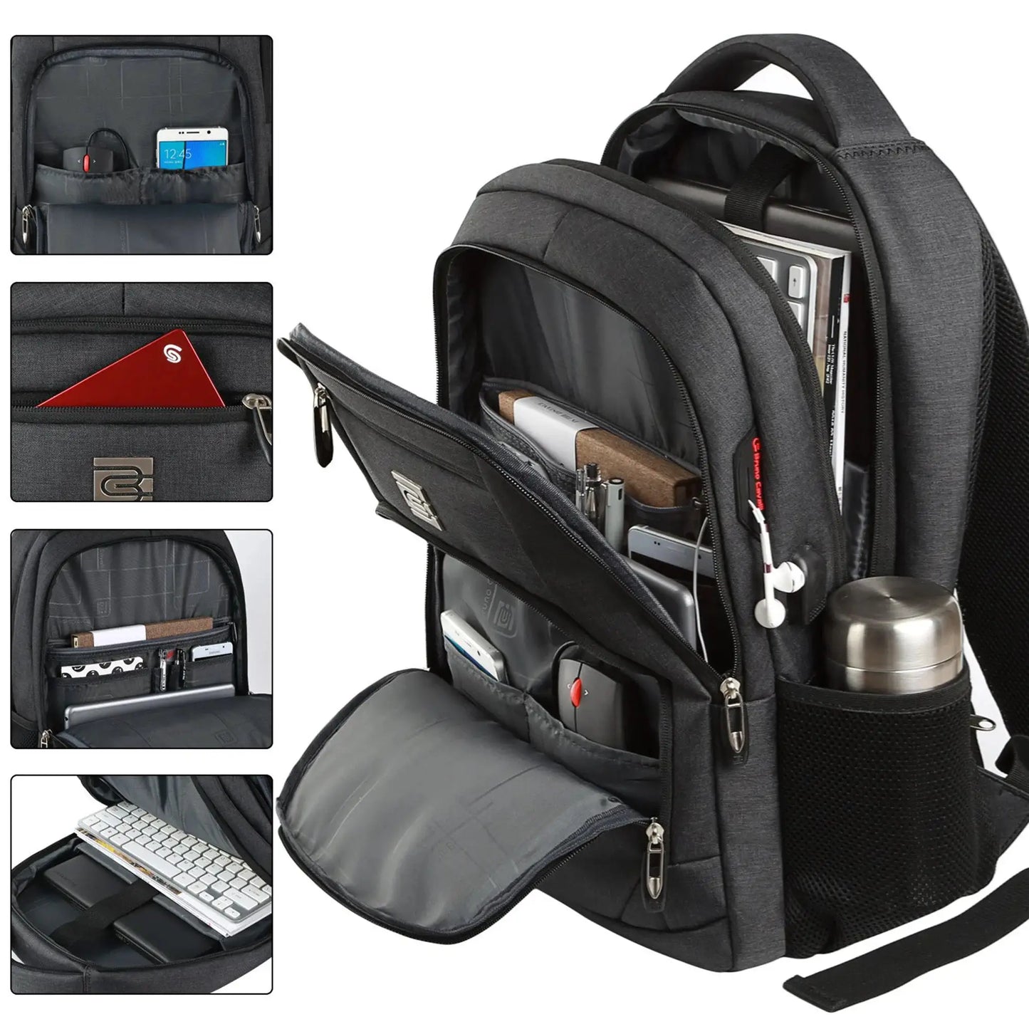 Große Kapazität Rucksack : Laptop Rucksack besitzt mehr als 20 unabhängige Taschen für viel Stauraum und können Powerbank, A4-Ak by Golden Bridge Store