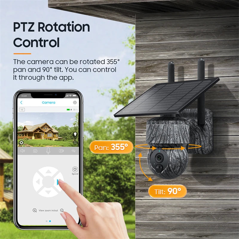Elifetter Jagdkamera 5MP Solar 4G PTZ - 32GB 12W 90 Grad