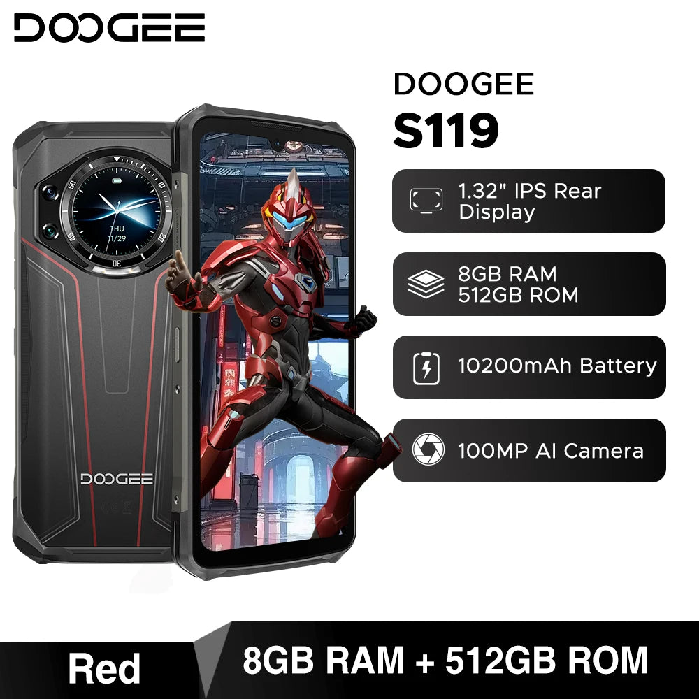 DOOGEE S119 Robustes Smartphone - 10200 mAh Akku, 33W, 6.72 Zoll