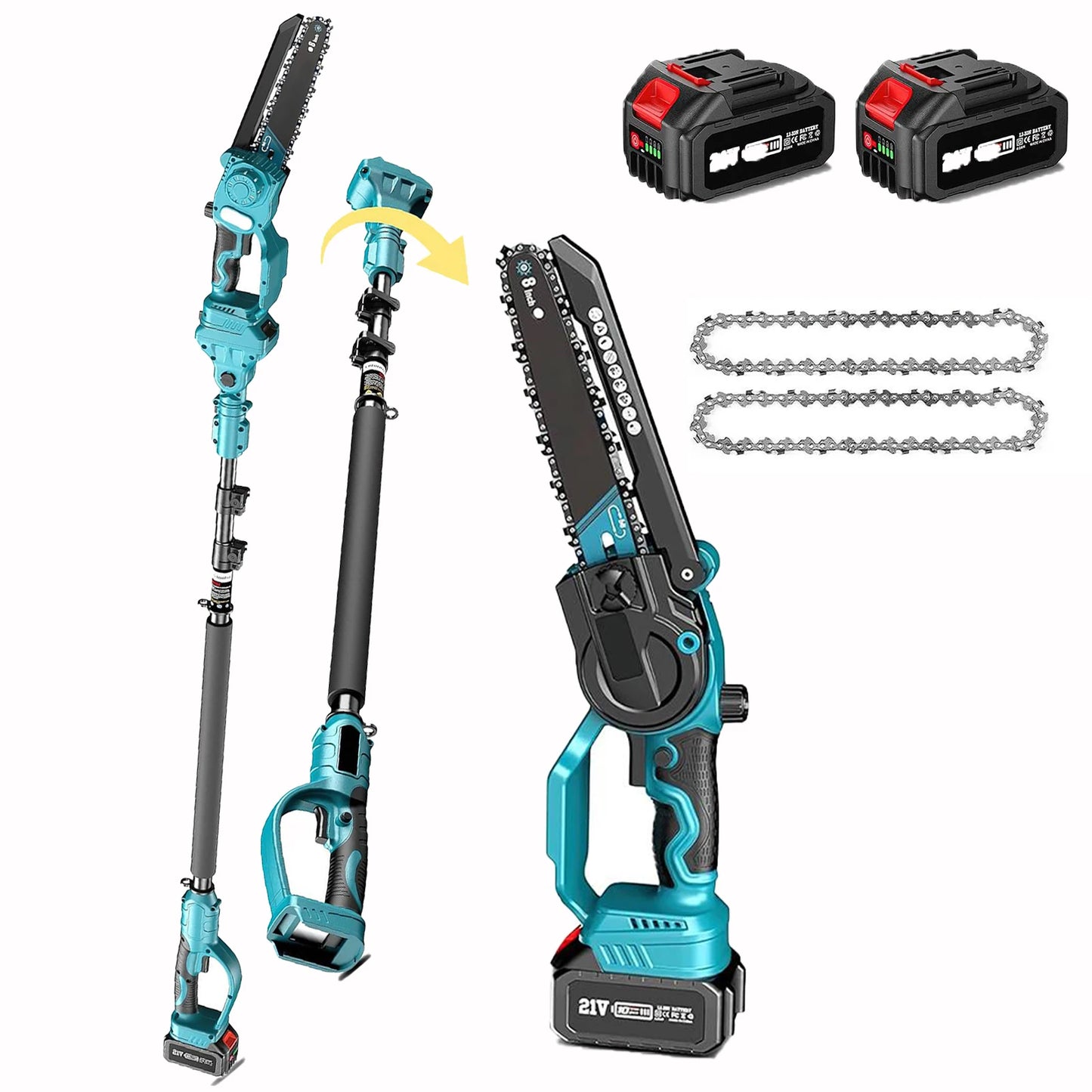 8 Inch Brushless Telescoping Pole Electric Chainsaw Scissors 2 IN 1 High Branch Saw Garden Pruning Tool For Makita 21V Battery