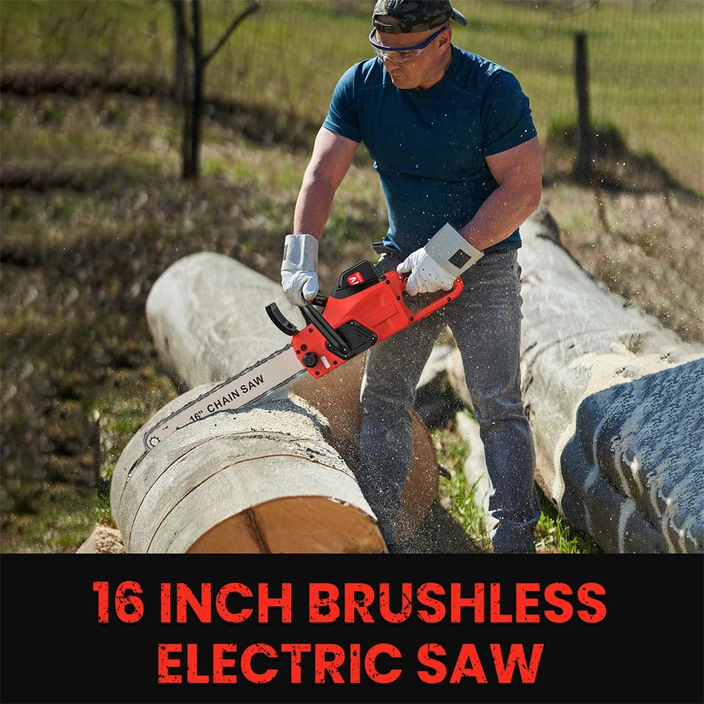 TKKEACEM Kettensäge Bürstenlos - 18V Akku 16 Zoll Führungsschiene 20 m pro Sekunde by Golden Bridge Store