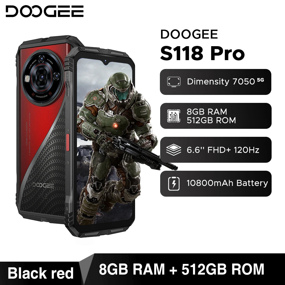 Doogee S118 Pro Robustes 5G Smartphone - 10800 mAh, 33W, 6,6 Zoll