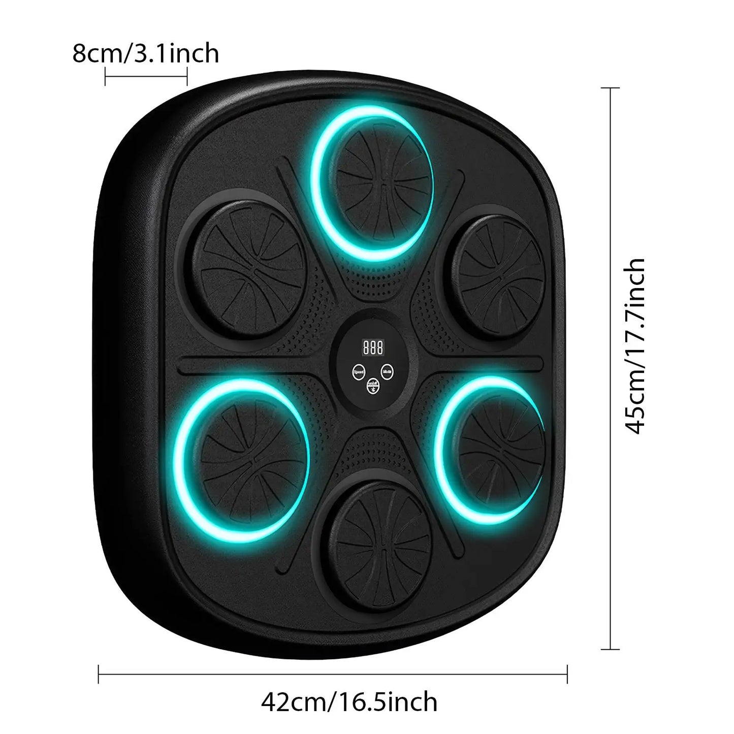 Smart Music Boxenmaschine mit RGB-Rhythmus-Lichtern & Bluetooth - Wandmontiertes Punch-Target, Erwachsene/Kinder-Handschuhe inklusive für Home-Gym