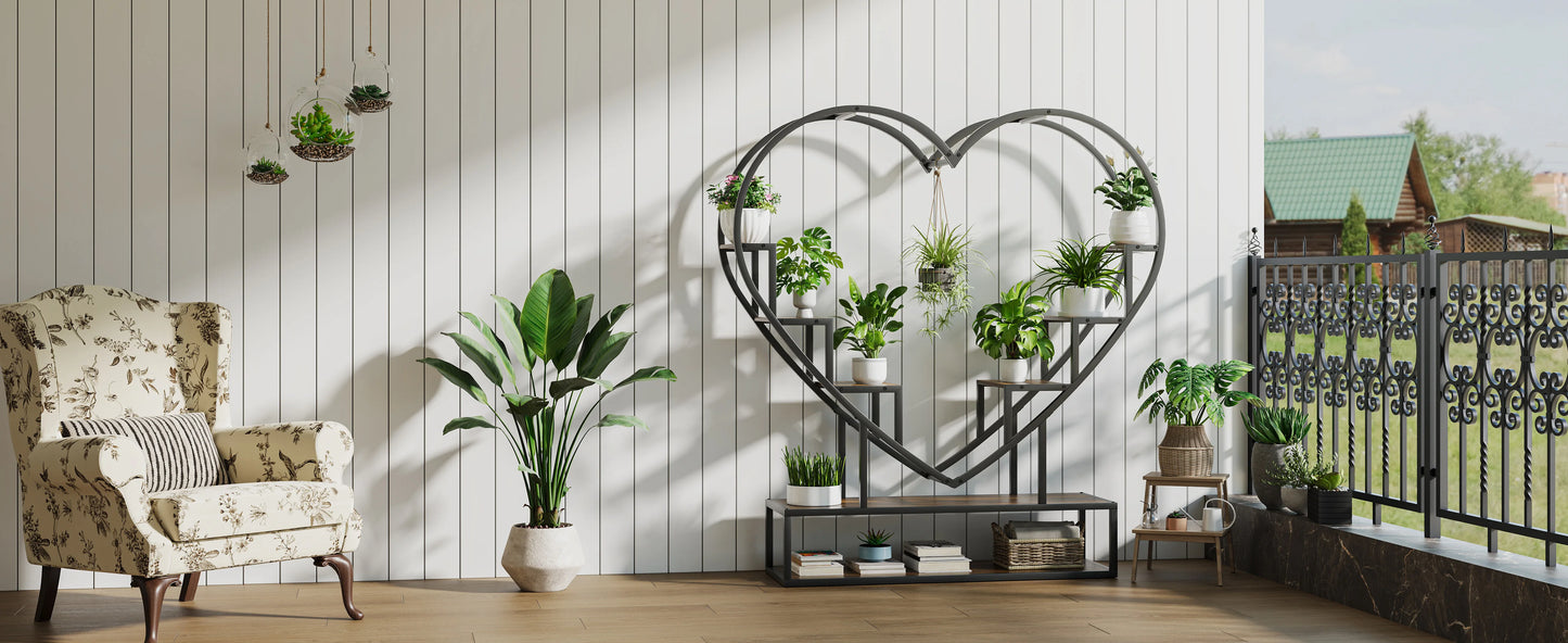 WoodenAura Pflanzenständer 9 Ebenen 138 cm Metallrahmen Holzregal