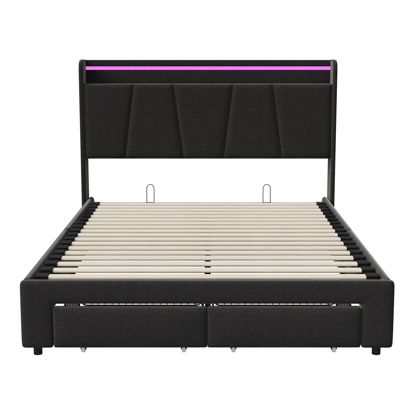 Bett 140x190cm Mit Stauraum Und LED Beleuchtung Mit Ausziehbaren Schubladen