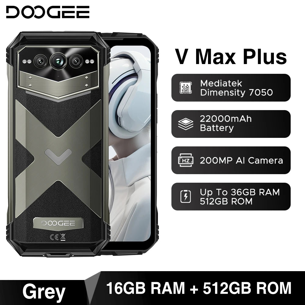 DOOGEE V Max Plus Robustes 5G Telefon - 22000 mAh Akku, 6,58Zoll, 33W