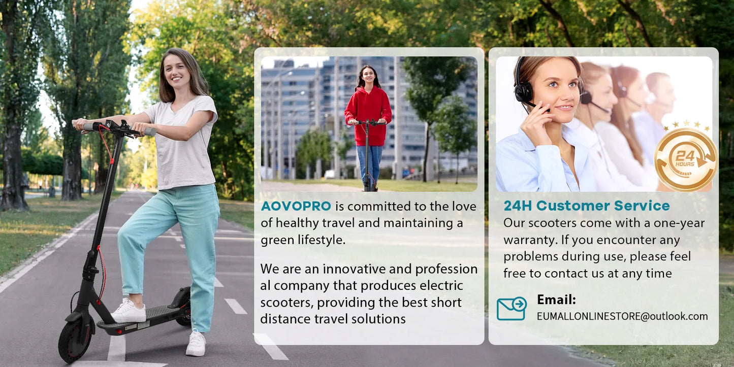 Trotinetă electrică AOVOPRO Upgrade Smart App - Capacitate 7.8/10.5Ah, Putere 350W/500W, Autonomie 25-45 KM