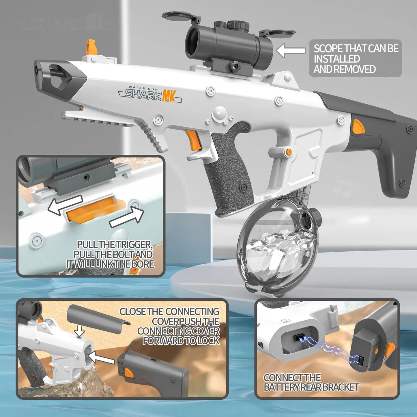 Wasserpistole 2025: Betuyoo Family Electric Water Gun 450ml 8-10m Range - 30Min Spray Fast Reload USB Charging Outdoor Summer Activity Collection