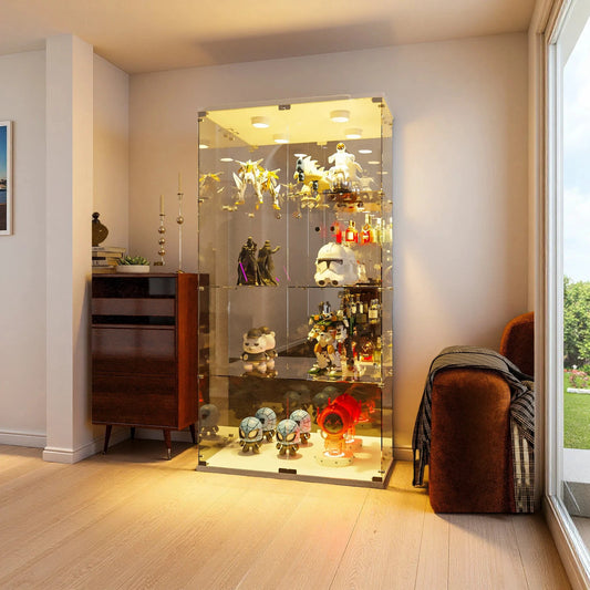 Anajqaqia Glasvitrine Doppeltürig 4 Ebenen Beleuchtung