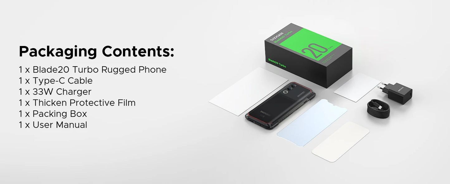 DOOGEE Blade20 Turbo Robustes 5G Smartphone - 10300 mAh, 33W, 6,6 Zoll