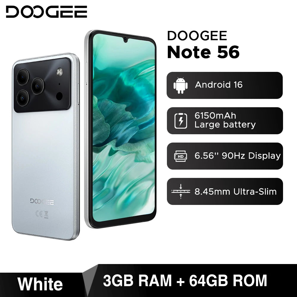DOOGEE Note 56 Großer Akku - 6150 mAh, 6,56 Zoll Display, 90 Hz