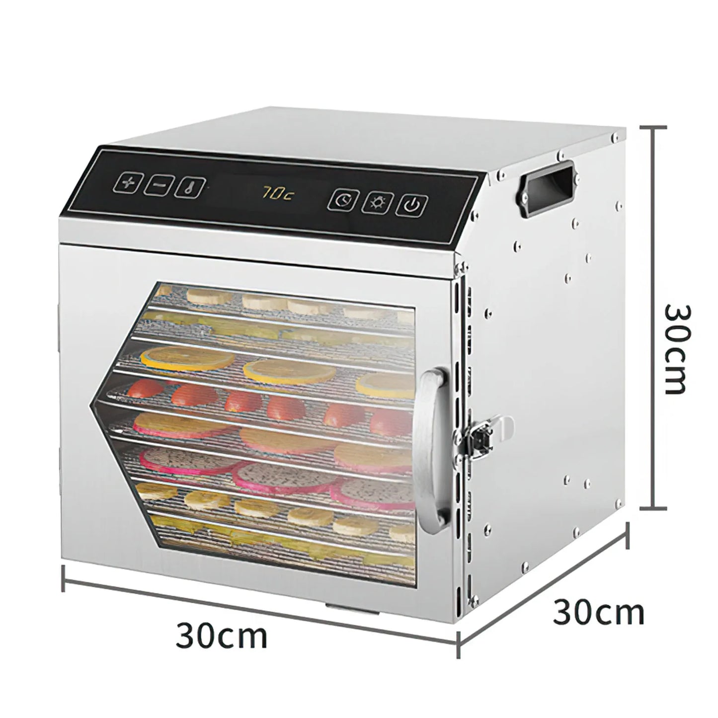 TKKEACE Dörrgerät Edelstahl 8-Fach - Kapazität 8 Tabletts, 800W Kompakt by Golden Bridge Store