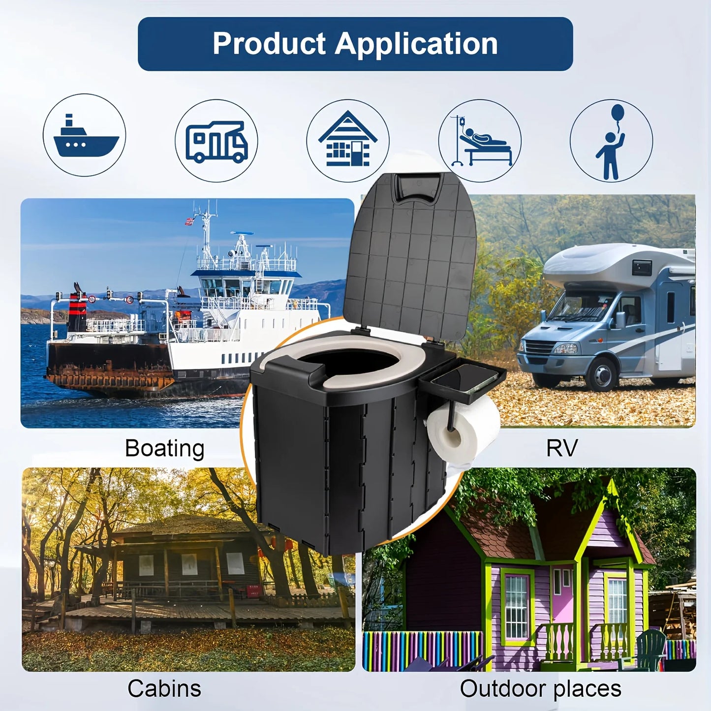 Camping-Toilette 2025: Folding Toilet Outdoor Closestool Portable Collapsible - AntiOdor Storage Box Car Toilet Adult SelfDriving Travel Emergency Collection