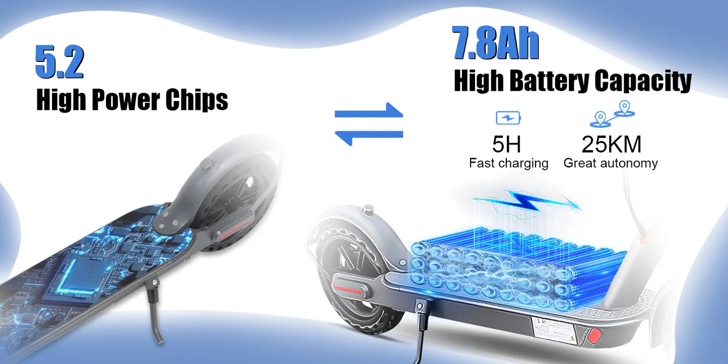 Trotinetă electrică AOVOPRO Upgrade Smart App - Capacitate 7.8/10.5Ah, Putere 350W/500W, Autonomie 25-45 KM