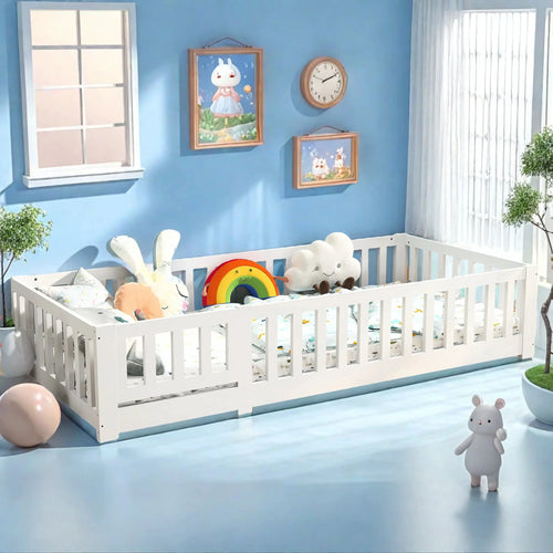 Bodenbett 90x200 cm Mit Lattenrost Und Rausfallschutz