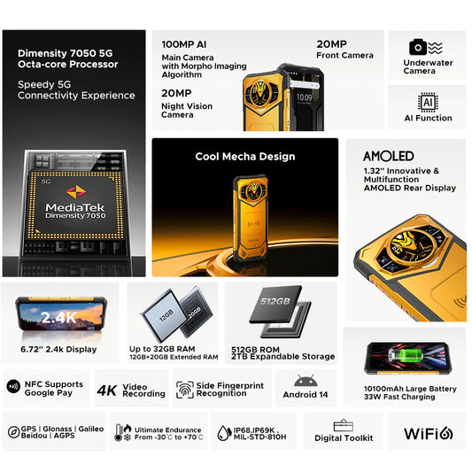 DOOGEE S200 X Robustes 5G - 10100 mAh, 33W Schnellladung, 6,72 Zoll Display