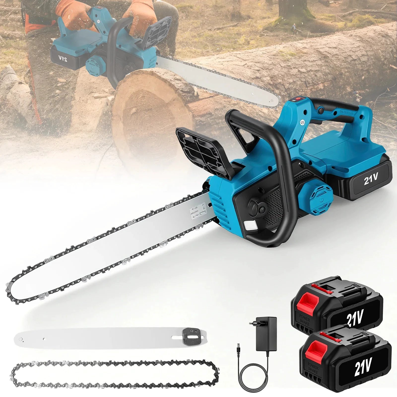 TKKEACEM Kettensäge Bürstenlos - 18V Akku 16 Zoll Führungsschiene 20 m pro Sekunde by Golden Bridge Store