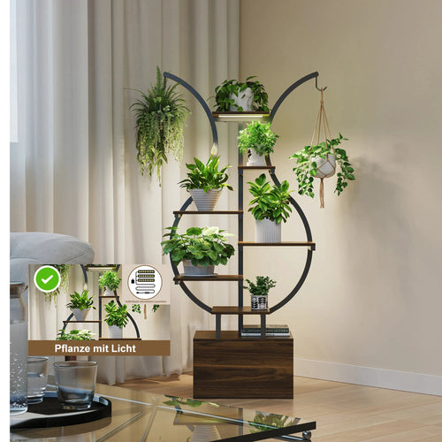 WoodenAura Pflanzenregal 5 Etagen 142cm Höhe Wachstumslichter