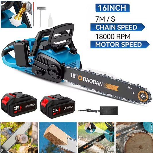 OWJHE Kettensäge Bürstenlos - 16 Zoll Sägeblatt 18V Akku Ölschmierung by Golden Bridge Store