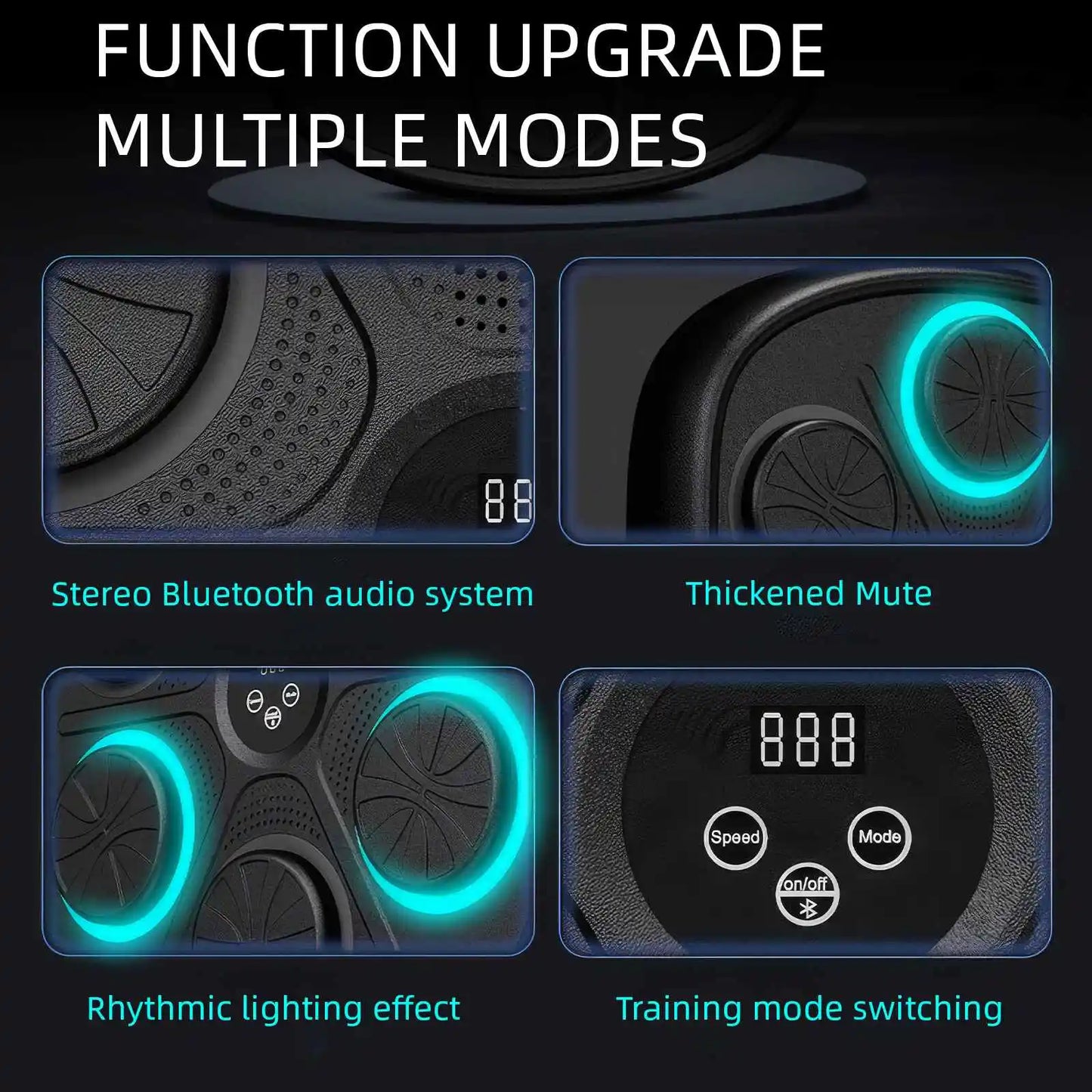 Smart Music Boxenmaschine mit RGB-Rhythmus-Lichtern & Bluetooth - Wandmontiertes Punch-Target, Erwachsene/Kinder-Handschuhe inklusive für Home-Gym