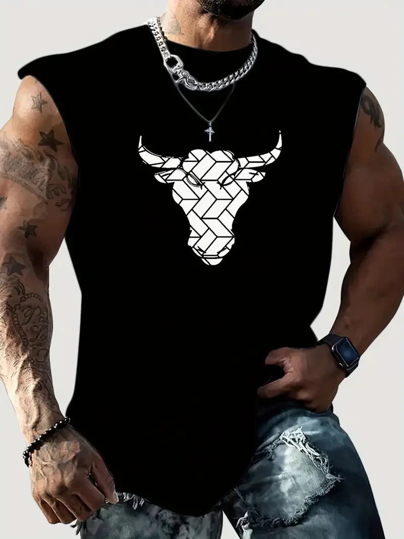 Men summer sleeveless vest – breathable letter print tank top