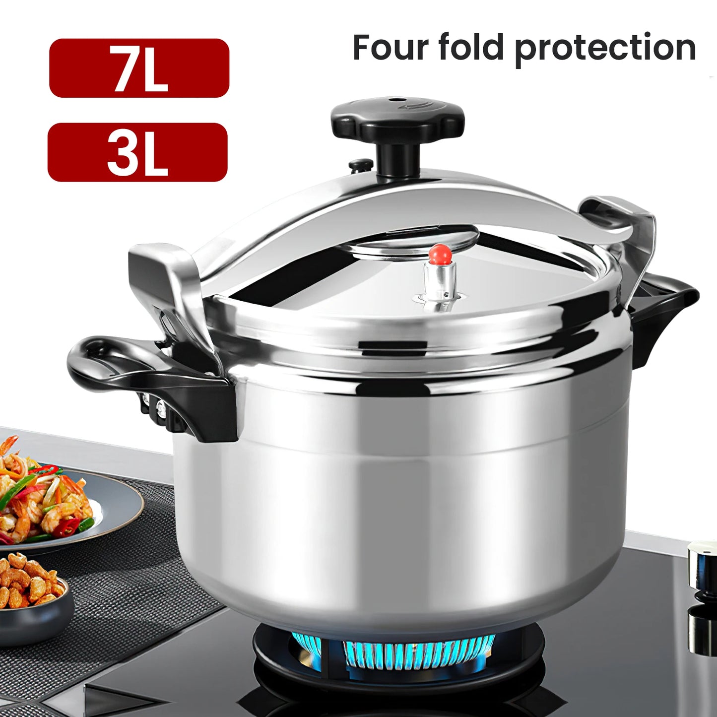 Aluminium Schnellkochtopf 3L/7L - Multifunktionaler Drucktopf für Gasherd