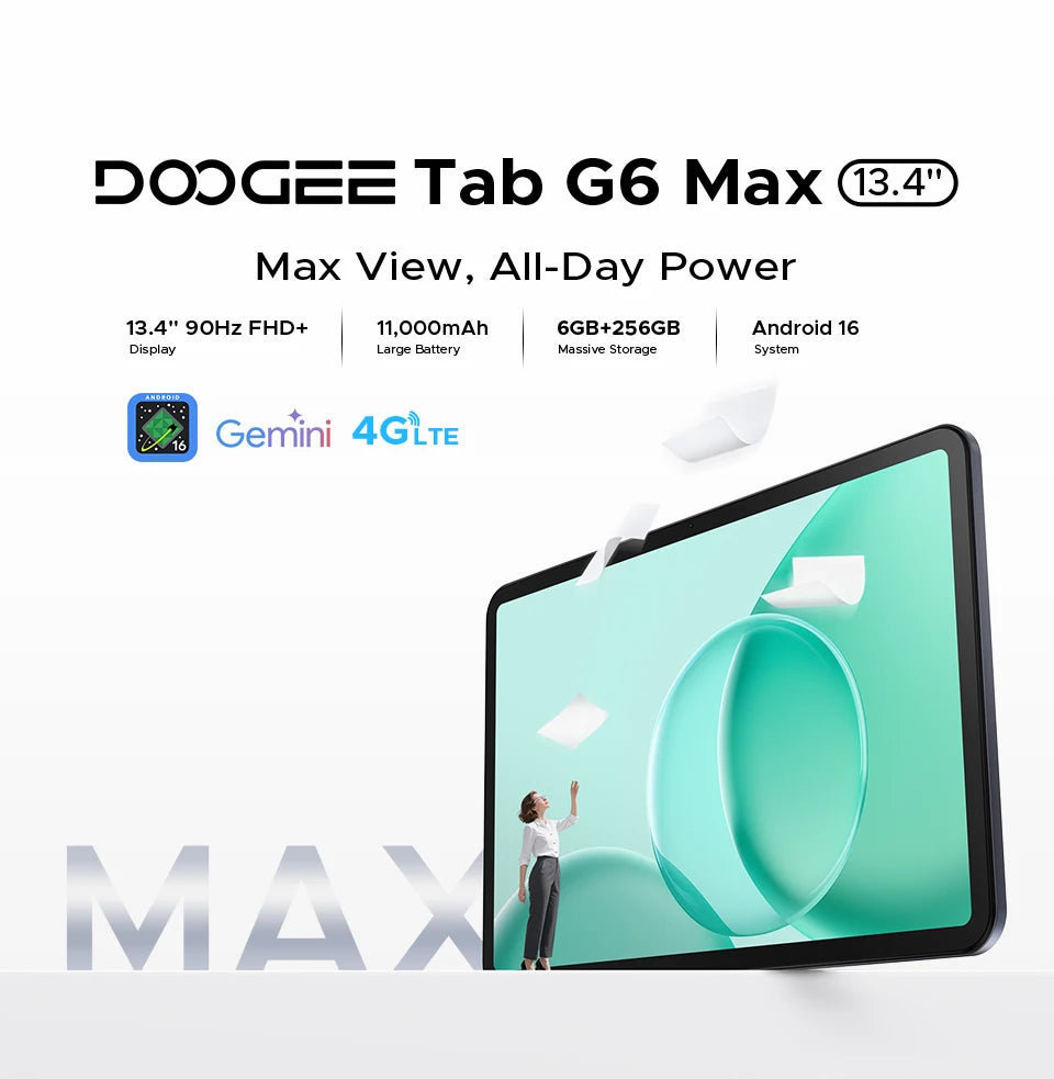 Doogee TabG6Max Ultraslim - 11000 mAh Akku 18W Lade 13,4 Zoll Display