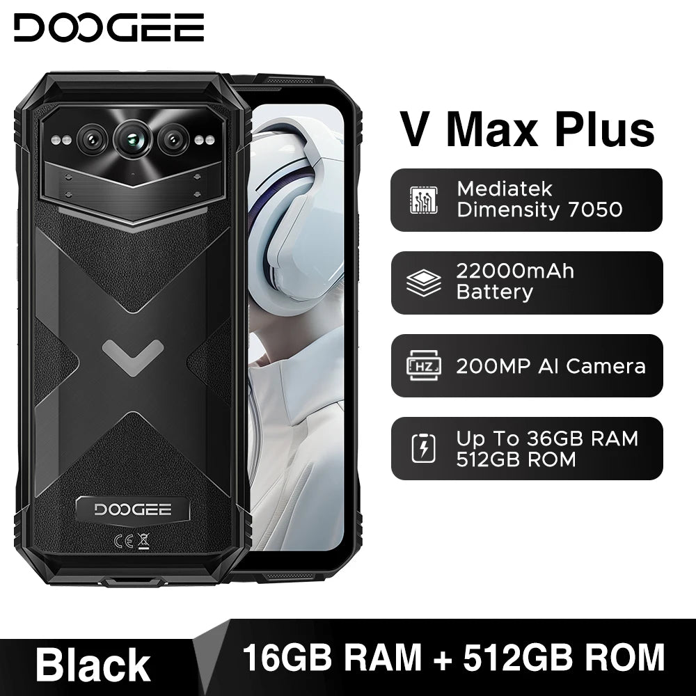 DOOGEE V Max Plus Robustes 5G Telefon - 22000 mAh Akku, 6,58Zoll, 33W