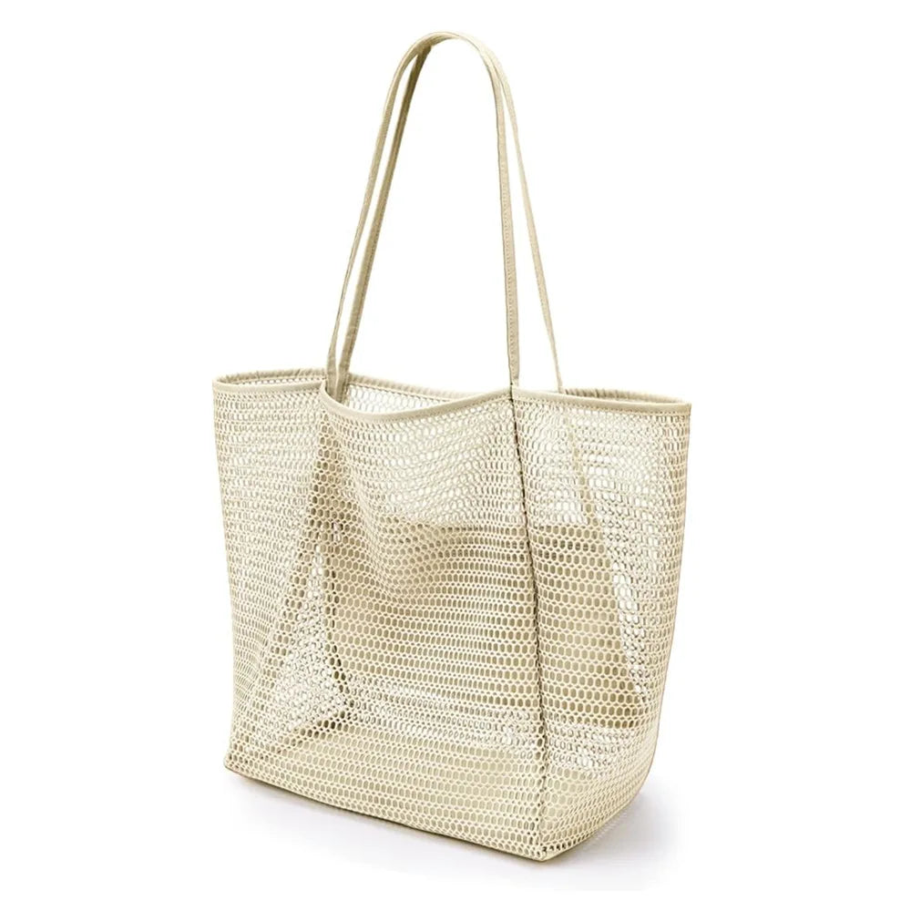 Beach Tote Bag Women Swimming Mesh Shoulder Bags Multifunction Large-Capacity Lightweigh Travel Storage Bag