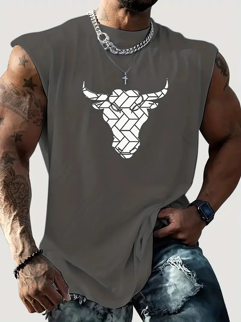 Men summer sleeveless vest – breathable letter print tank top