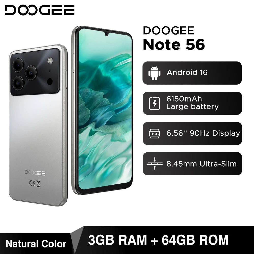 DOOGEE Note 56 Großer Akku - 6150 mAh, 6,56 Zoll Display, 90 Hz