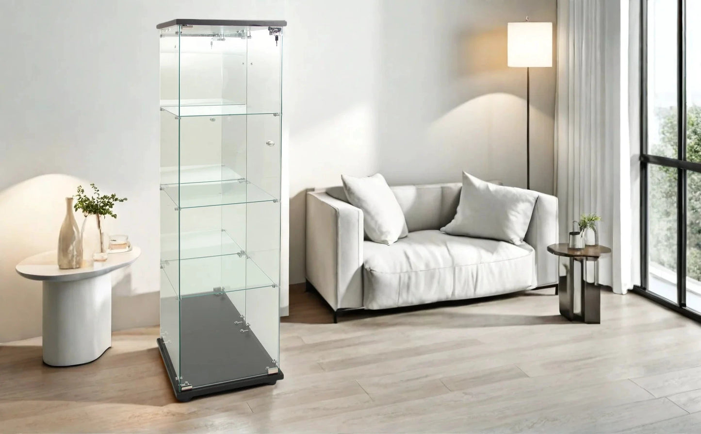 Comanlai Glastür-Vitrine LED-Beleuchtung 4-stufig Displayregal