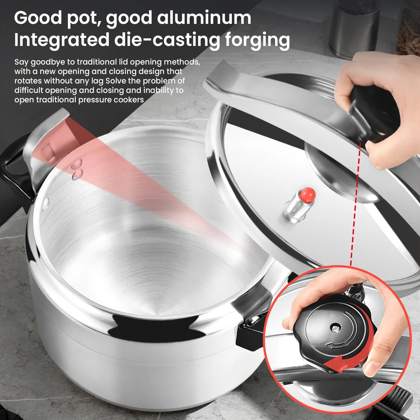 Aluminium Schnellkochtopf 3L/7L - Multifunktionaler Drucktopf für Gasherd