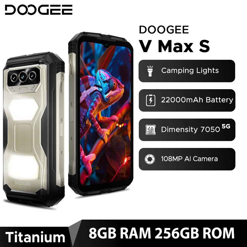 DOOGEE V Max S Robustes 5G - Kapazität 22000mAh 33W 6,58 Zoll