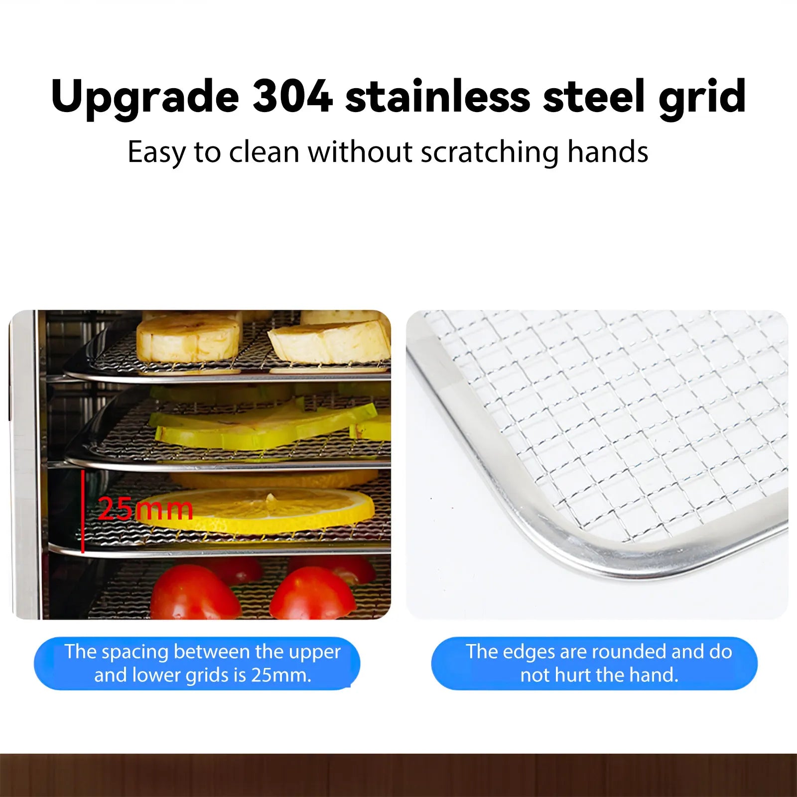 TKKEACE Dörrgerät Edelstahl 8-Fach - Kapazität 8 Tabletts, 800W Kompakt by Golden Bridge Store