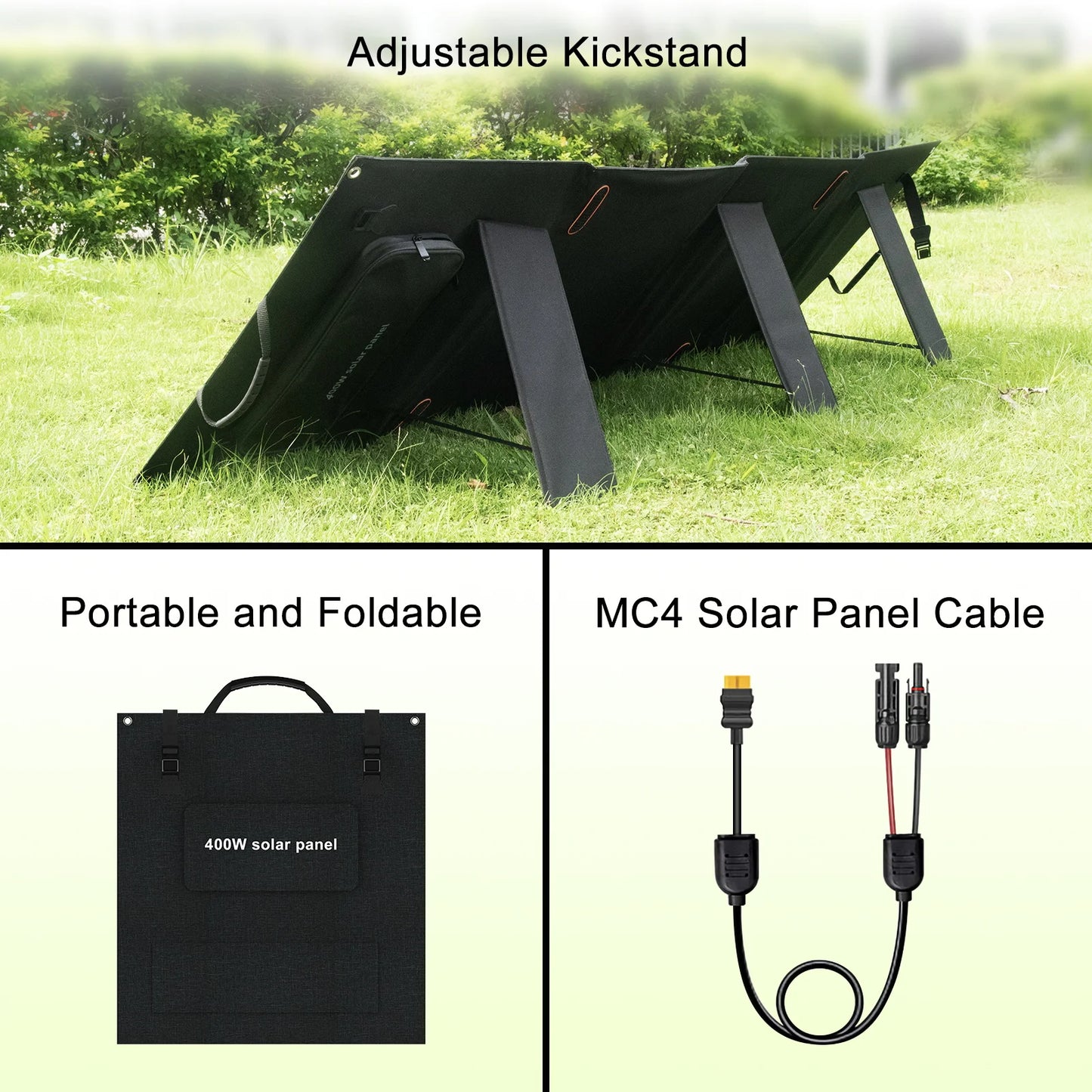 SOLARPLAY 400W Faltbares Solarpanel Hochleistungs-Solarmodul Solarladegerät mit Solarausgang für RV Off-Grid-Boot-Haus-Camp
