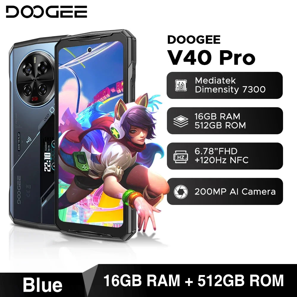 DOOGEE V40 Pro Robustes Gaming Smartphone - 8600 mAh 33W 6,78 Zoll