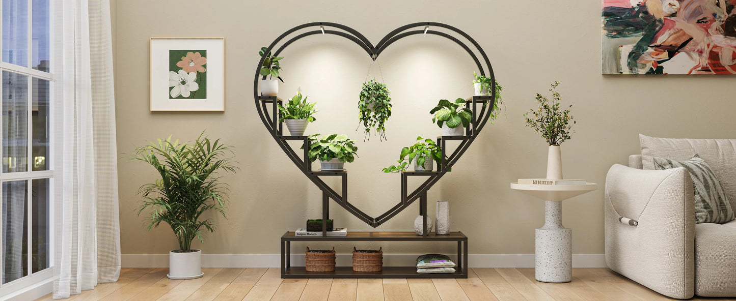 WoodenAura Pflanzenständer 9 Ebenen 138 cm Metallrahmen Holzregal