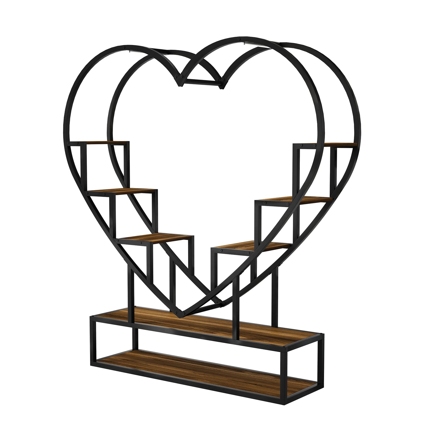 WoodenAura Pflanzenständer 9 Ebenen 138 cm Metallrahmen Holzregal