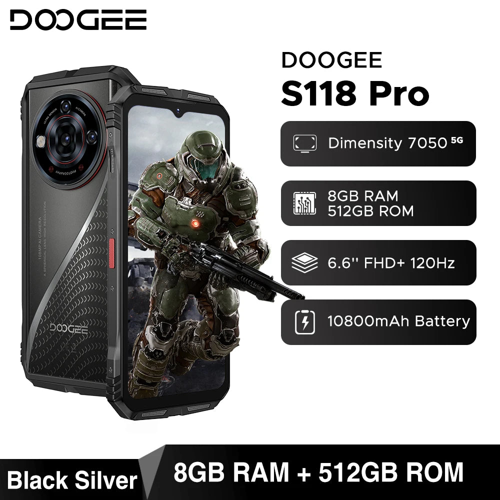 Doogee S118 Pro Robustes 5G Smartphone - 10800 mAh, 33W, 6,6 Zoll