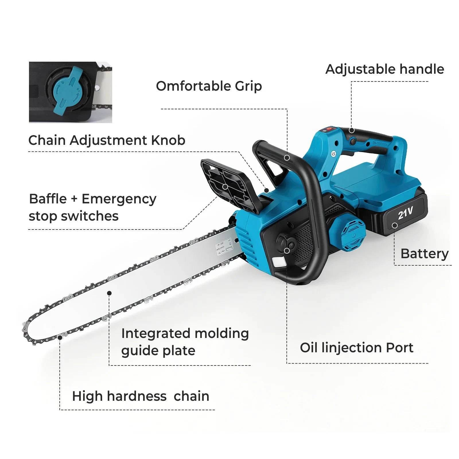 TKKEACEM Kettensäge Bürstenlos - 18V Akku 16 Zoll Führungsschiene 20 m pro Sekunde by Golden Bridge Store