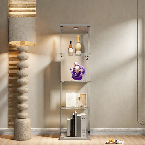 Anajqaqia Glasvitrine 4-Stufig Gehärtetes Glas Beleuchtung