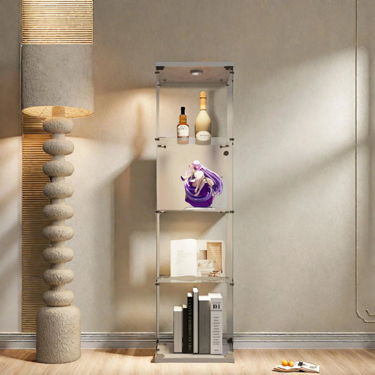 Anajqaqia Glasvitrine 4-Stufig Gehärtetes Glas Beleuchtung