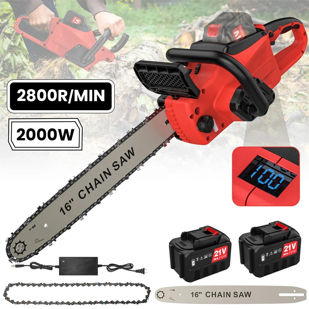 TKKEACEM Kettensäge Bürstenlos - 18V Akku 16 Zoll Führungsschiene 20 m pro Sekunde by Golden Bridge Store