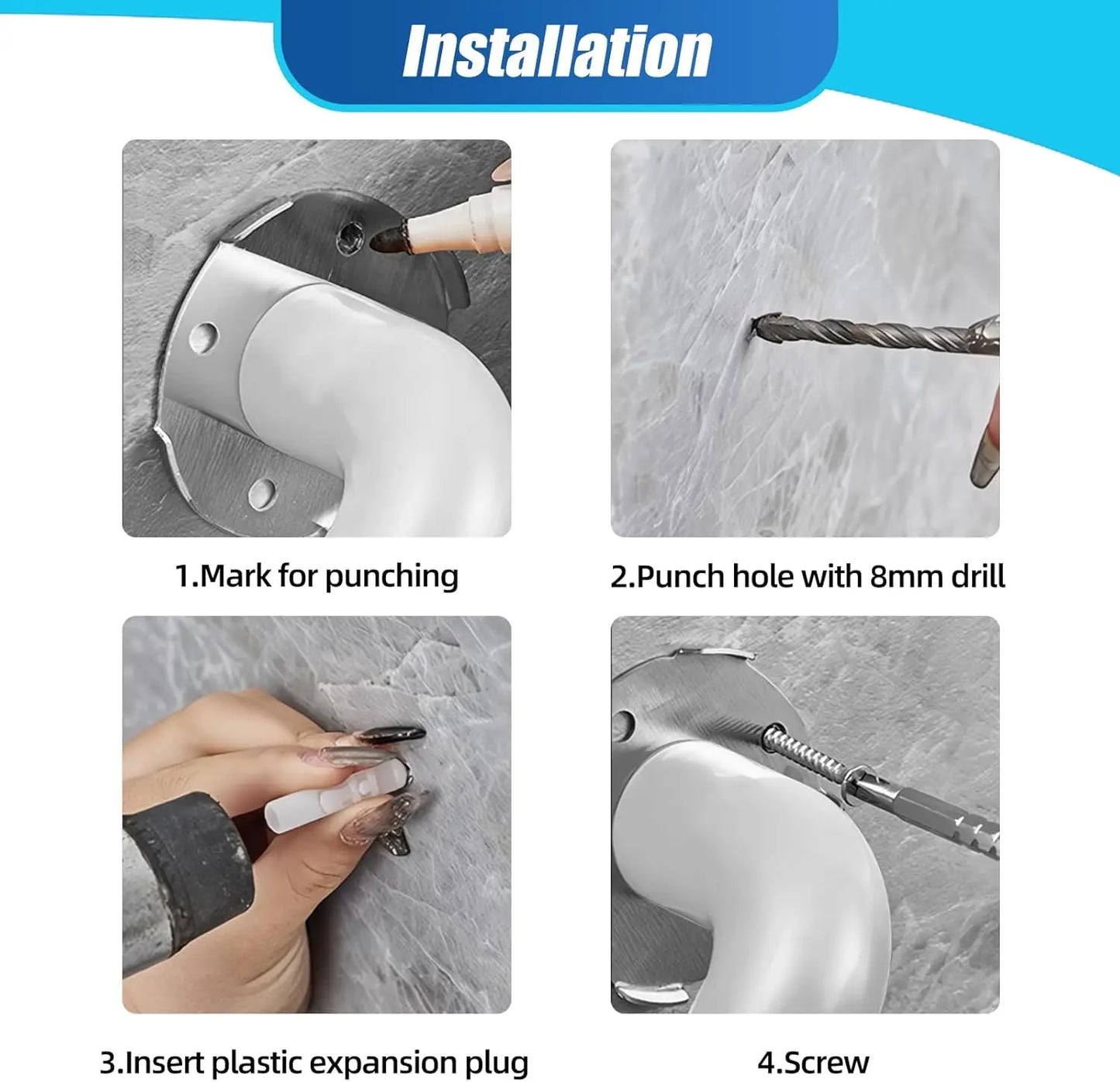 Other Badezimmer-Sicherheitsstange Edelstahl L-Form Wandmontage