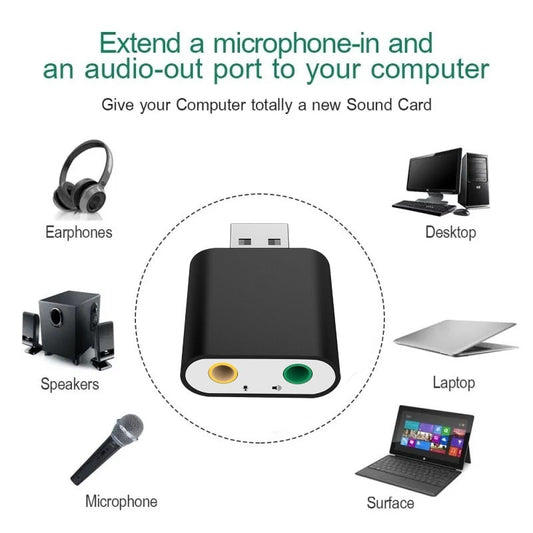 Placă de sunet externă USB DREIKS, sistem surround pe 7.1 canale - carcasă din aluminiu USB 2.0